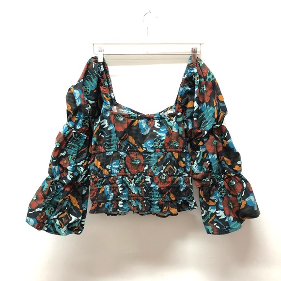 Porridge Tiered Poplin Blouse Floral Anthropologie Size M - Picture 7 of 9